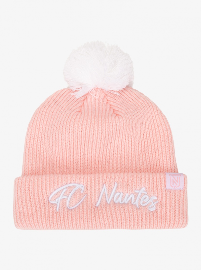 Bonnet Pompon Rose Fille