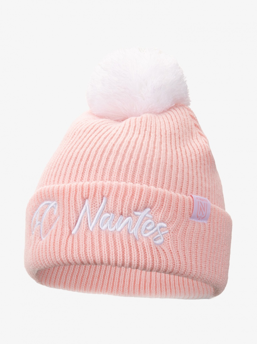 Bonnet Pompon Rose Fille